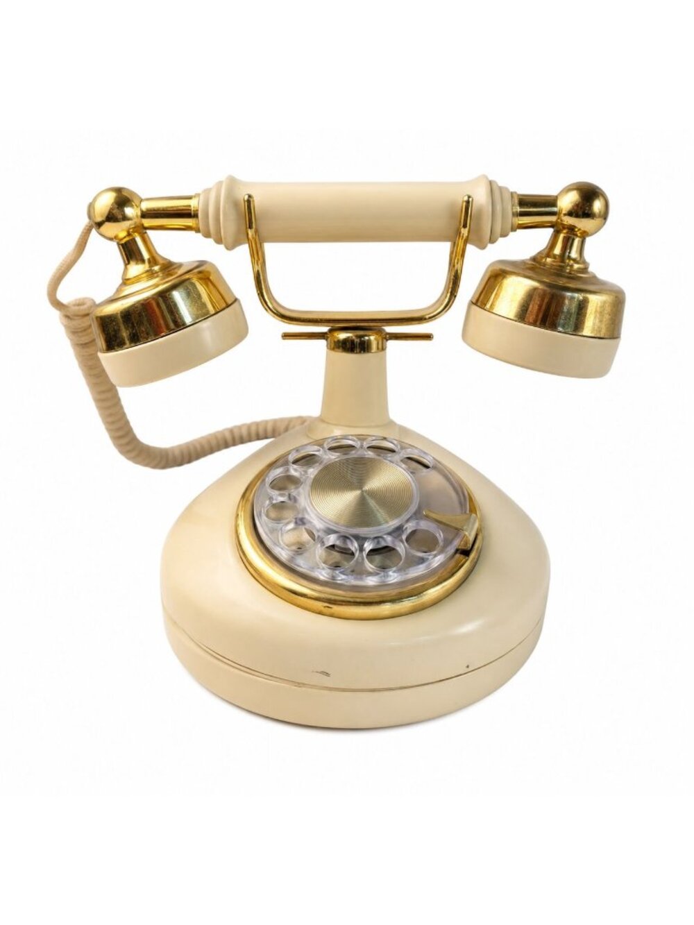 Vintage Western Electric Princess Telephone Beige Rotary Phone Gold Trim Hollywo